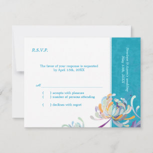 Elegant Garden Mum Turquoise Wedding RSVP Card