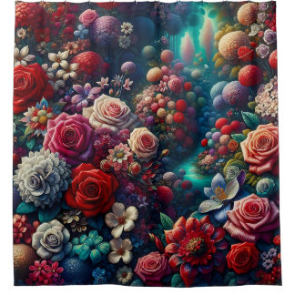 “Elegant Garden Stream - Vibrant Floral Art”