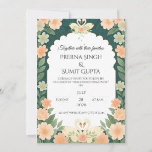 Elegant Garden-Themed Wedding Invitation Template 
