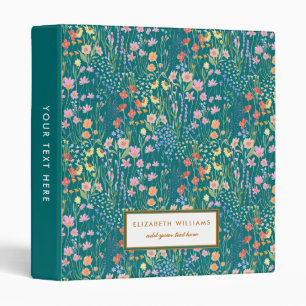 Elegant Garden Wildflowers Pattern Personalized Binder