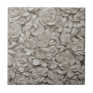 Elegant Gardenia White Floral Pattern Tile