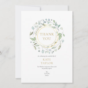 Elegant Garland Simple Funeral Memorial Thank You Card