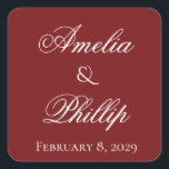 Elegant Garnet Red and White Wedding Stickers<br><div class="desc">The greatest thing about garnet red is that it is a colour for all seasons! It is romantic and regal and lush, and paired with the right font it can become anything from elegant to whimsical. We went with elegant for this garnet red and white wedding invitation suite. Fully customizable,...</div>