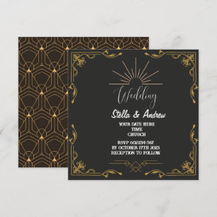 Elegant Gastby Style Art Deco Wedding Invitation