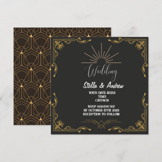 Elegant Gastby Style Art Deco Wedding Invitation