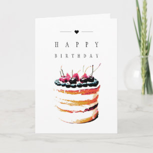 Elégant gâteau simple d'anniversaire avec carte de