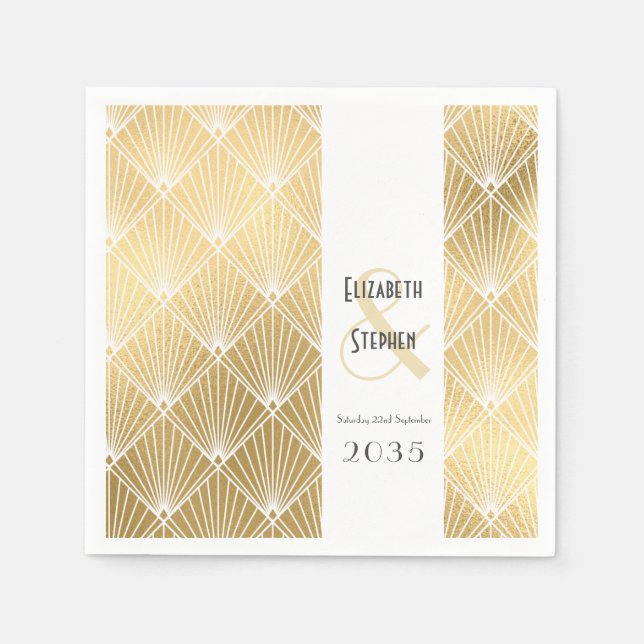 Elegant Gatsby Art Deco 1920's Gold Wedding   Napkin (Front)