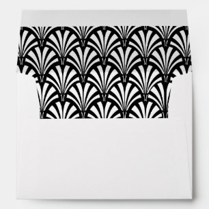 Elegant Gatsby Art Deco Black and White Wedding Envelope