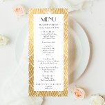 Elegant Gatsby Art Deco White & Gold Wedding Menu<br><div class="desc">Elegant Gatsby Art Deco 1920's White and Gold Wedding Design. Featuring a geometric pattern inspired by classic art deco designs. the templates have been set up so you can add your own details. If you would like to change the style or colour of the font please click the customize further...</div>