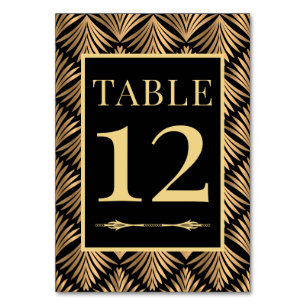 Elegant Gatsby Black Gold Art Deco Wedding Table Number