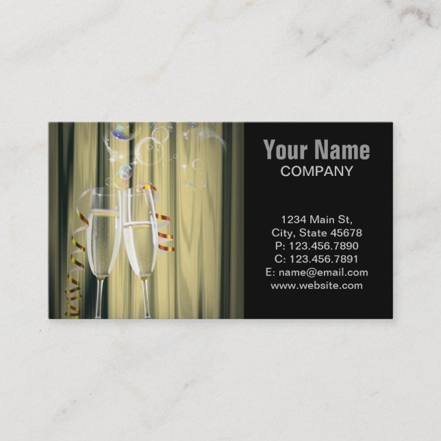 elegant gatsby roaring twenties Champagne glasses Business Card (Front)
