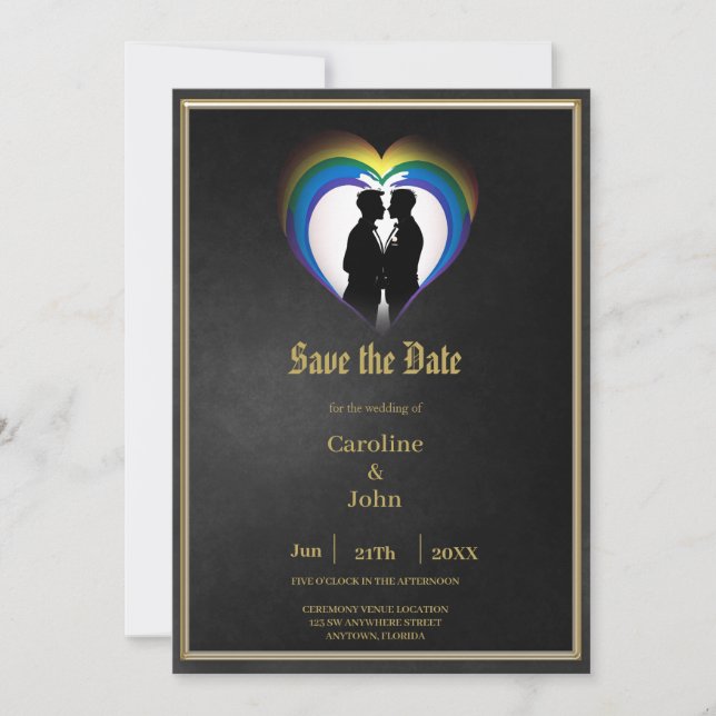 Elegant gay silhouettes. save the date (Front)