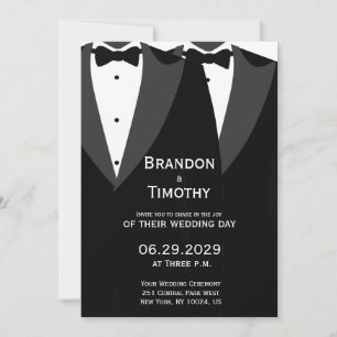 Elegant Gay Wedding Invitation Black Tie