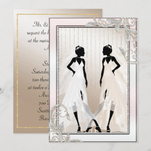 Elegant Gay Wedding Invitation with Two Brides