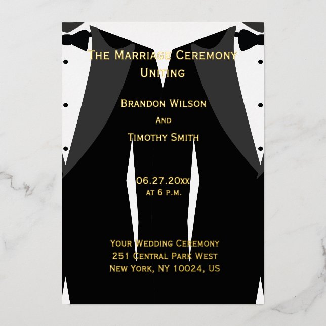Elegant Gay Wedding Programs Real Gold Foil (Front)