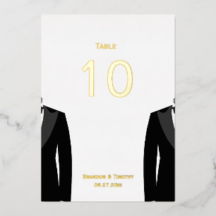 Elegant Gay Wedding Real Gold Foil Table Numbers