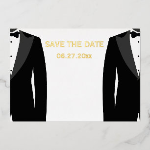 Elegant Gay Wedding Save The Date Real Gold Foil