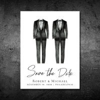 Elegant Gay Wedding Tuxedo Watercolor
