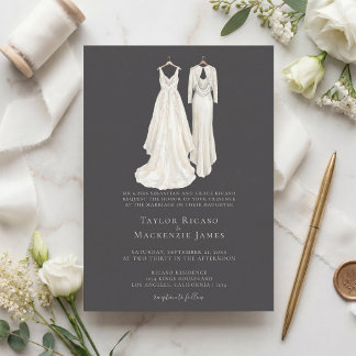 Elegant Gay Wedding Two Brides in Dresses Invitation