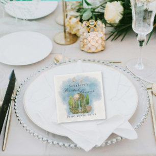 Elegant Gazebo doves flowers Bridal Shower Napkin