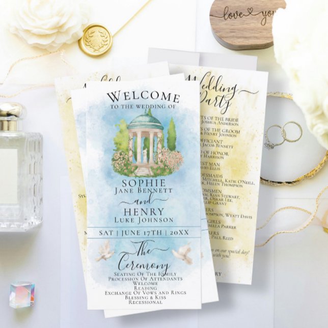 Elegant Gazebo flower doves Luxury Wedding Program (Creator Uploaded)