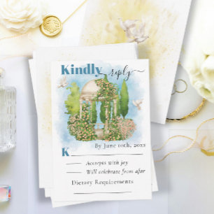 Elegant Gazebo   Flowers doves Summer Wedding RSVP Card