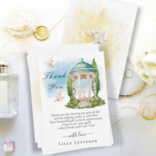 Elegant Gazebo with flowers, trees and Doves Thank You Card
