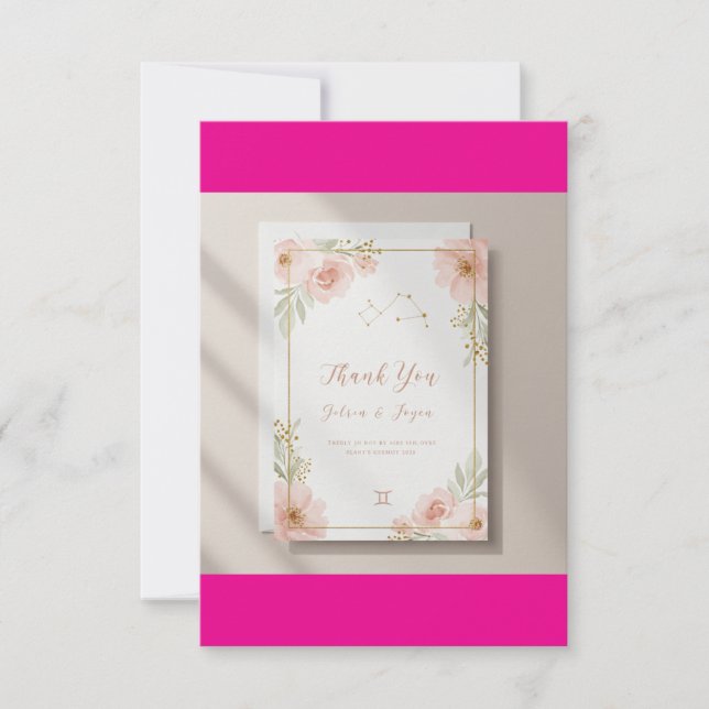 Elegant Gemini Wedding Thank You Card   (Front)