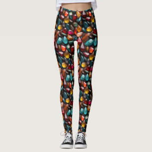 Elegant Gemstone Array in Vibrant Tones Leggings