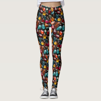 Elegant Gemstone Array in Vibrant Tones Leggings