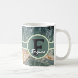 Elegant Gemstone Initial Family Name Monogram Coffee Mug