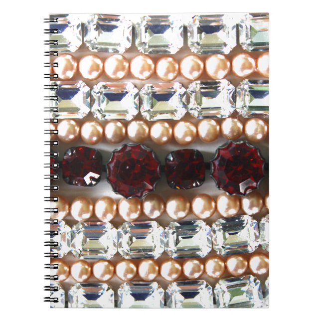 Elegant gemstones diamonds pearls rubies  notebook (Front)