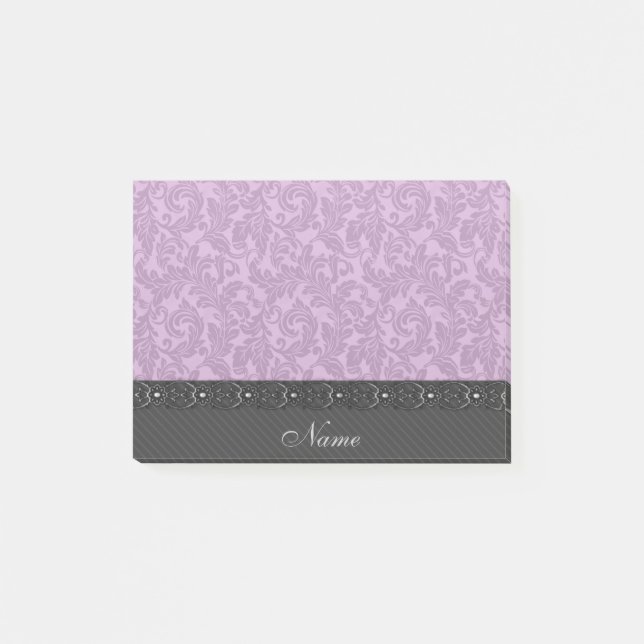 Elegant gentle chic lace damask monogram post-it notes (Front)