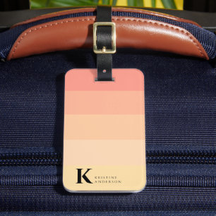 Elegant Gentle Peach Ombre Classic Monogram Luggage Tag