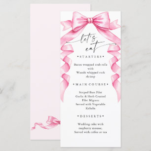 Elegant Gentle Pink Hand Drawn Bow Wedding Menu