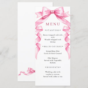 Elegant Gentle Pink Hand Drawn Bow Wedding Menu