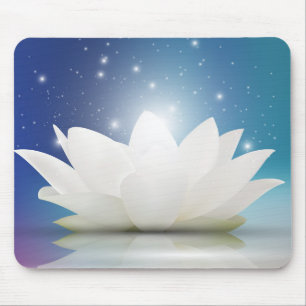 Elegant Gentle  White  Lotus / Lily flower Mouse Pad