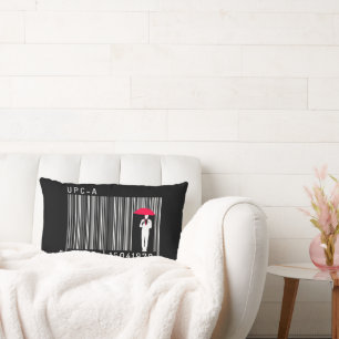 Elegant Gentleman Man Holding an Umbrella Barcode Lumbar Pillow