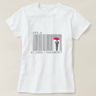 Elegant Gentleman Man Holding an Umbrella Barcode T-Shirt