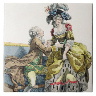 Elegant Gentleman Proposing to a Lady in a 'Margue Tile