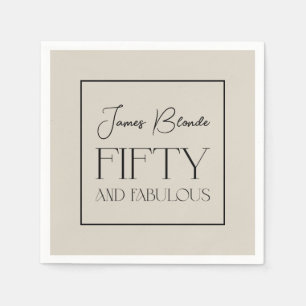 Elegant Gentlemen's Fifty & Fabulous Personalized Napkin
