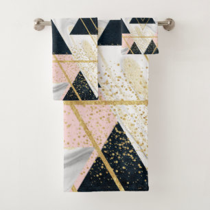 Elegant geometric and confetti golden design bath towel set