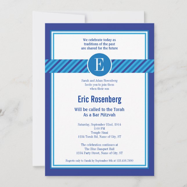 Elegant Geometric Bar Mitzvah Invitation (Front)