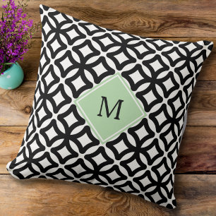 Elegant Geometric Black and White Pattern Throw Pillow