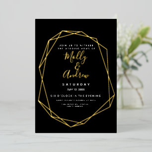 Elegant Geometric Black & Gold Modern Wedding
