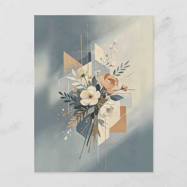 Elegant Geometric Botanical Art Postcard (Front)