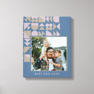 Elegant Geometric Dusty Blue Personalized Photo Canvas Print