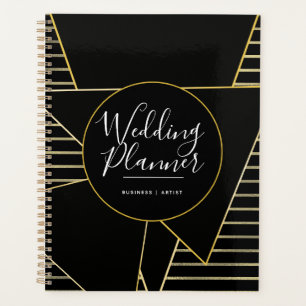 Elegant Geometric Gold and Foil Stripes Wedding Planner