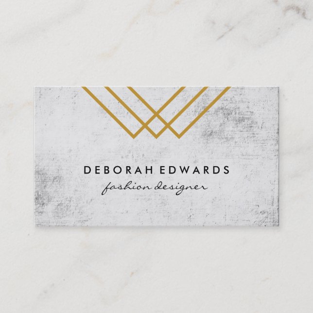 Elegant Geometric Gold Lines with Modern Grunge Business Card (Front)