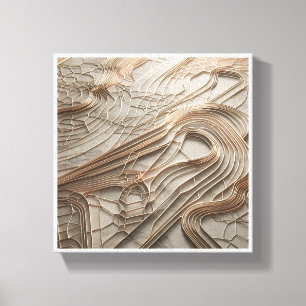 Elegant Geometric Gold Wire Abstract on White Marb Canvas Print